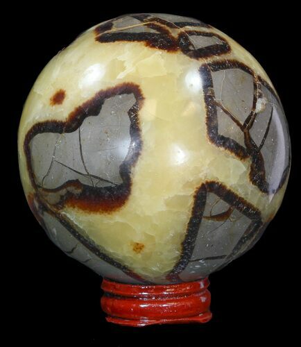 Polished Septarian Sphere - With Stand #43867